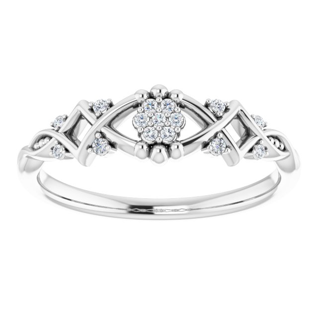 14K White .06 CTW Diamond Vintage-Inspired Ring
